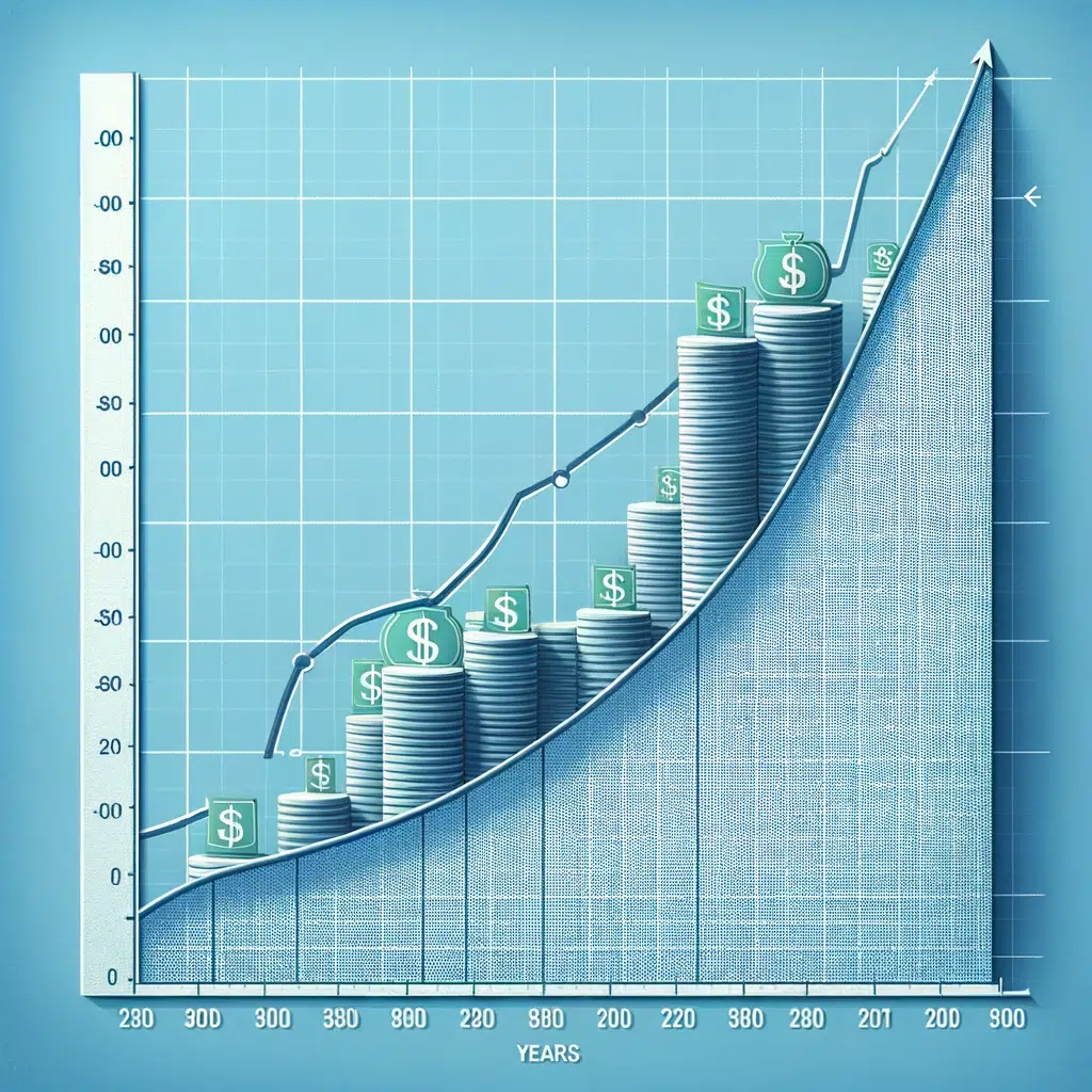 visually represent the exponential growth of an investment over time due to compound interest