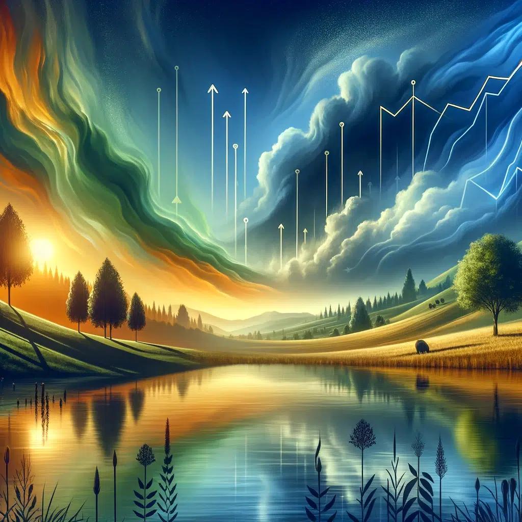 A serene landscape representing the calm amid market storms, symbolizing the stability that effective strategies can bring to an investor's portfolio.